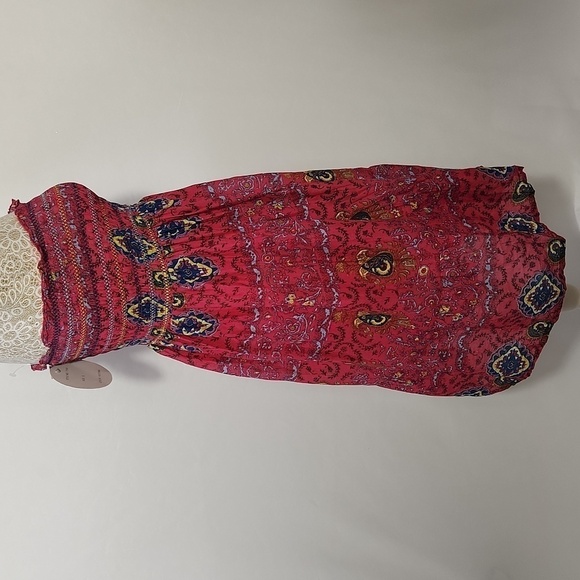 Raviya Women SZ S Pink Paisley Print Pull On Style Smocked Lined Tube Top Dress - Picture 8 of 14